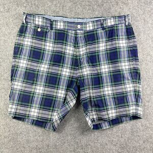 Polo Ralph Lauren Shorts Mens 40 Blue Plaid Preppy Athletic Golf Cotton Chinos*